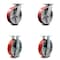 Service Caster 8 Inch Kingpinless Red Poly on Steel Wheel Swivel Caster Swivel 2 Rigid, 2PK SCC-KP30S820-PUR-RS-2-R-2 - alternate 1